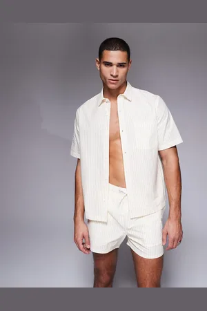 ASOS Co-ord boxy oversized shirt in seersucker stripe