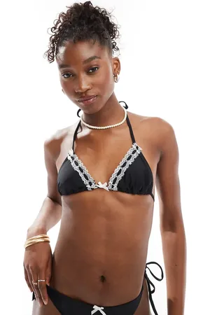COLLUSION Lingerie bikini top with bow and lace co-ord in