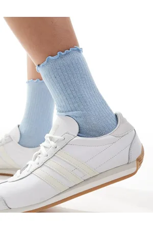 VERO MODA Ribbed glitter sock with frill edge in