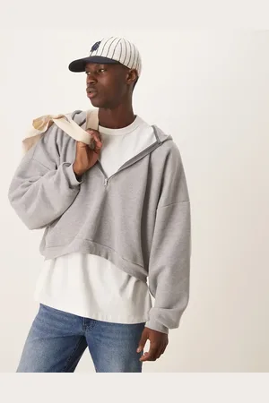 ASOS Heavyweight extreme oversize cropped hoodie with half zip design in