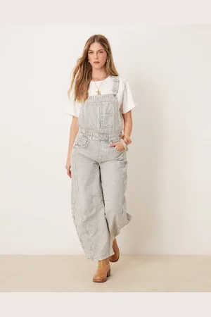 Free People Good luck striped denim overalls in