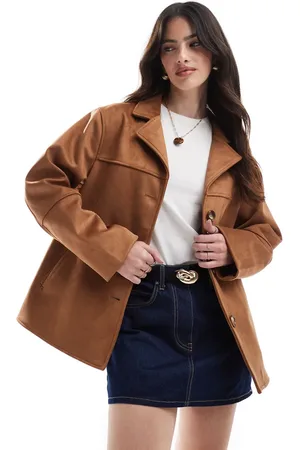 ASOS Faux suede button front jacket in tan