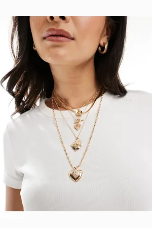 ASOS Pack of 2 multirow necklace with vintage look pendants in tone