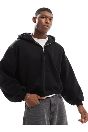 ASOS Heavyweight extreme oversized cropped hoodie with half zip design in