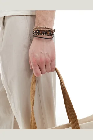 ASOS 4 pack beaded and leather cord bracelet in