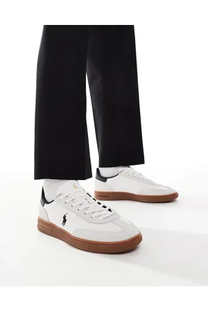 Ralph Lauren Bdford dum sole trainer in white with back tab and logo