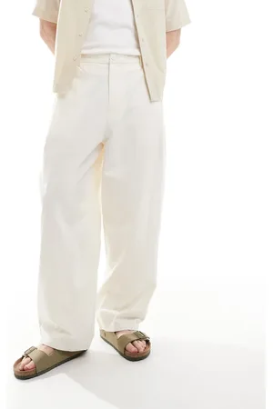 Pull&Bear Crinkle textured trousers in ecru