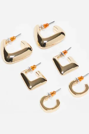 ASOS Pack of 3 hoop earrings with mixed design in tone