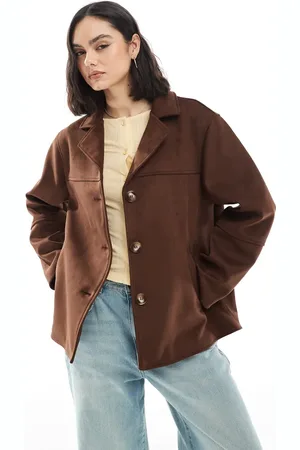 ASOS Faux suede button front jacket in mocha