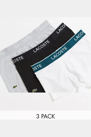Lacoste 3 pack trunks in grey/ black/ white