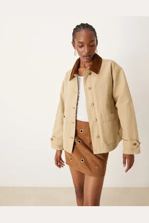 GANT Workwear jacket with cord collar in beige