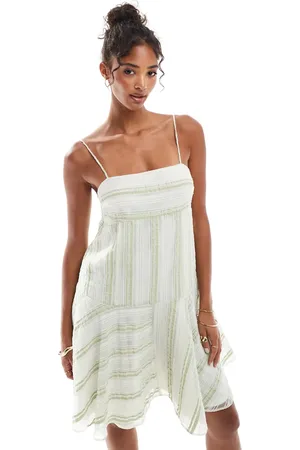 ASOS Square neck hanky hem cami mini dress in burnout organza stripe