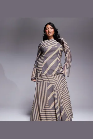 ASOS ASOS DESIGN Curve godet hem maxi dress in stripe print