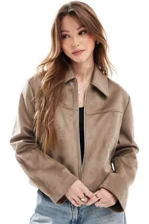 ASOS Faux suede top collar jacket in stone