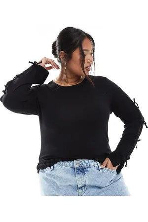 ONLY Bow detail long sleeve top in