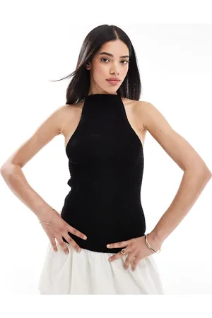 Esmée Esmee Exclusive shirring halter crop top in