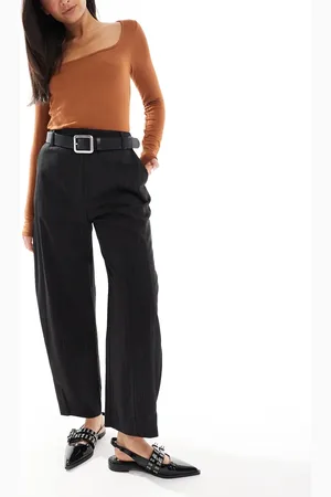 ASOS Tailored tab detail trousers in black stripe