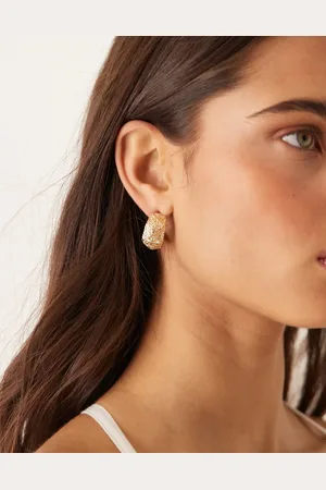 ASOS Half hoop earrings in textured abstract design in tone