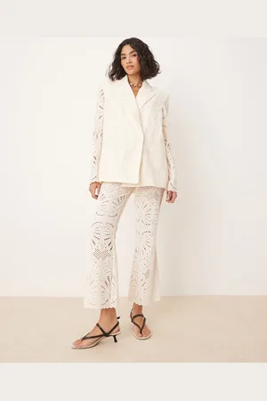 ASOS Tailored embroidered trousers co-ord in cream