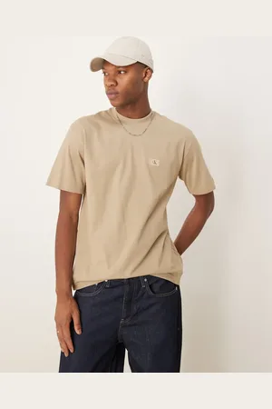 Calvin Klein Woven patch logo t-shirt in stone