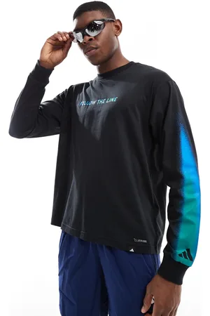 adidas Adidas Running Follow The Line long sleeve top in and blue