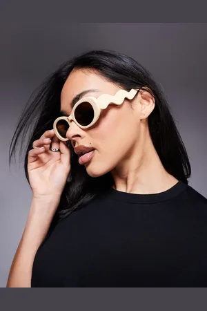 River Island Oval sunglasses in cream