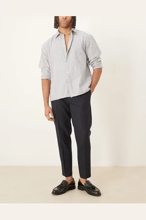 ASOS Smart tapered trousers with front pleat in microtexture