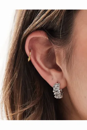 ASOS Huggie hoop earrings in wiggle design in tone