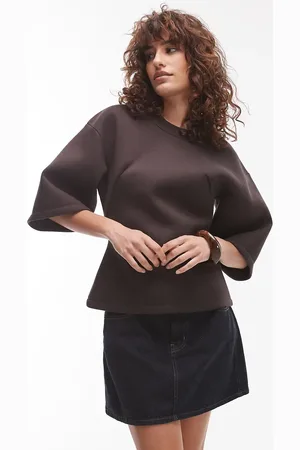Topshop Scuba structured short sleeve top in