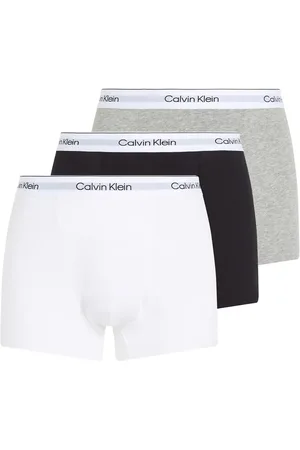 Calvin Klein Icon Cotton Stretch 3 pack darted trunk in black, white, grey