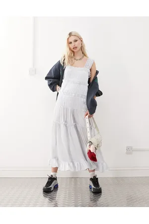 COLLUSION Satin tiered maxi dress in light