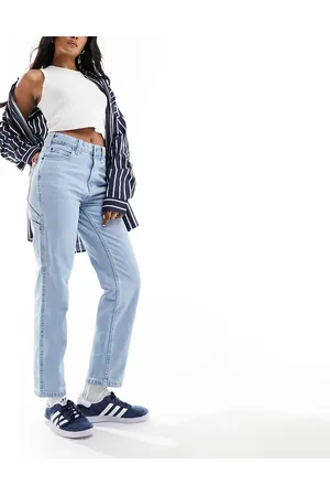 Dickies Ellendale mid rise straight fit denim mom jeans in light washed