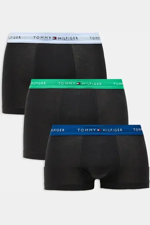 Tommy Hilfiger Signature cotton essentials 3 pack trunks in with blue/green waistband
