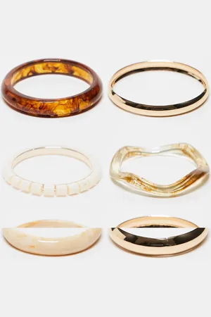 Aldo Summerstack multipack of bangle bracelets in gold and resin