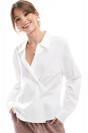 ONLY Long sleeve asymmetric button shirt in