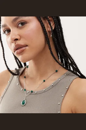 En Route Linh sterling beaded necklace with emerald pendant
