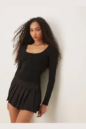 Gina Tricot Jersey long sleeve with concealed front button detail in