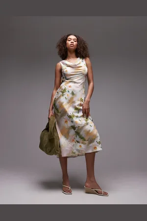 Emory Park Blurred floral cowl neck midi dress in