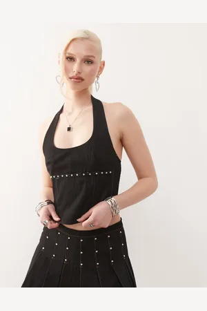 Motel Nasya stud halter top co-ord in washed
