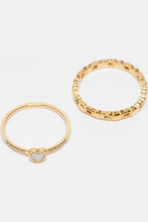 ASOS Pack of 2 stainless steel rings in heart design in tone