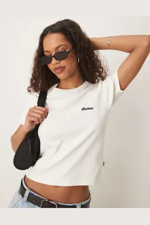 Dickies Lewistown embroidered logo long line baby tee in off