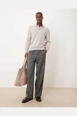 ASOS Pull on smart wide leg trousers in charcoal