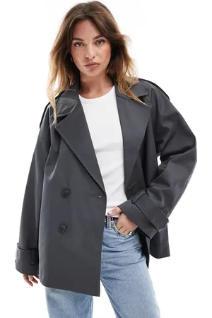 ASOS Short trench coat in charcoal