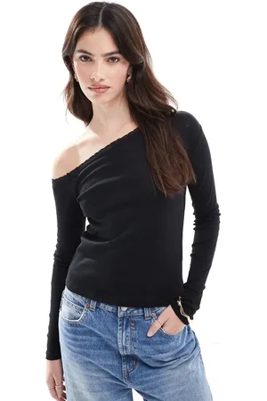 Cotton On Cotton On everfine asymmetric long sleeve pullover knit in black