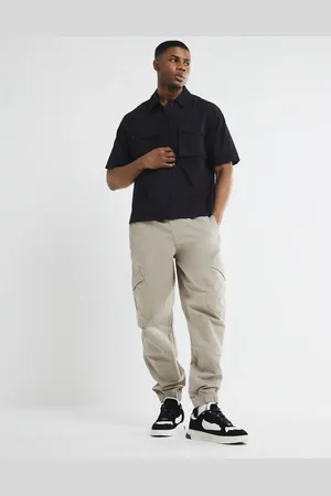 River Island Cuffed cargo trousers in medium stone