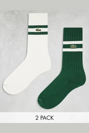 Lacoste 2 pack tipped ankle socks in white/