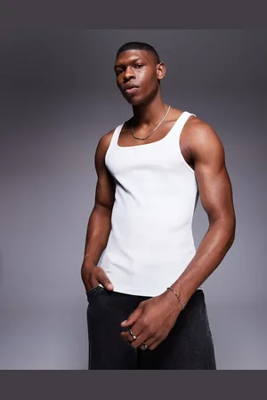 ASOS Heavyweight muscle boxy square neck rib vest in