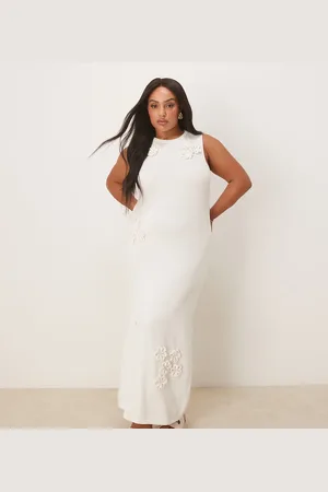 ASOS ASOS DESIGN Curve knitted midaxi dress with floral applique detail in