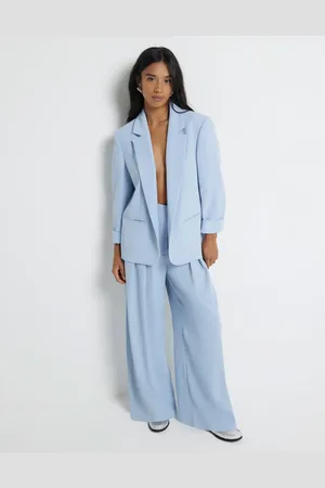 River Island Pleated wide leg trouser in light