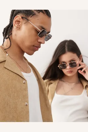 Reclaimed Unisex 90s square wire sunglasses in